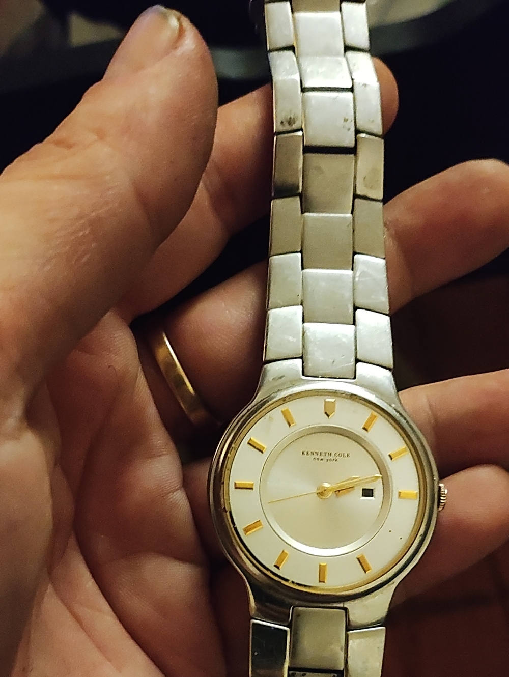 Kenneth Cole Silver Watch with Gold Accents